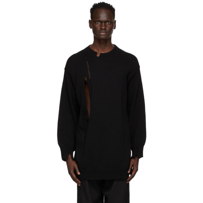 Yohji Yamamoto Black Distressed Sweater