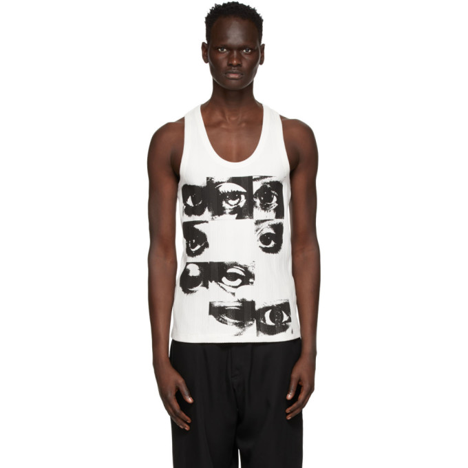 Yohji Yamamoto White 12 Eye Print Tank Top