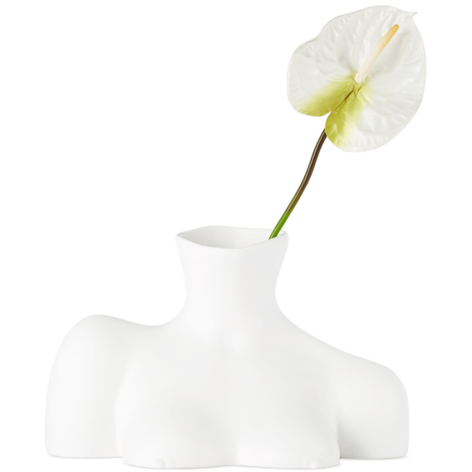 Anissa Kermiche White Ceramic Breast Friend Vase In White Matte