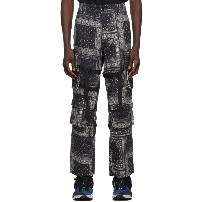 ROGIC Black and White Paisley Cargo Pants