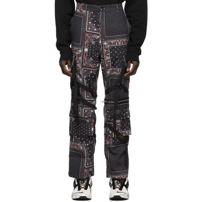 ROGIC Black and Red Paisley Cargo Pants