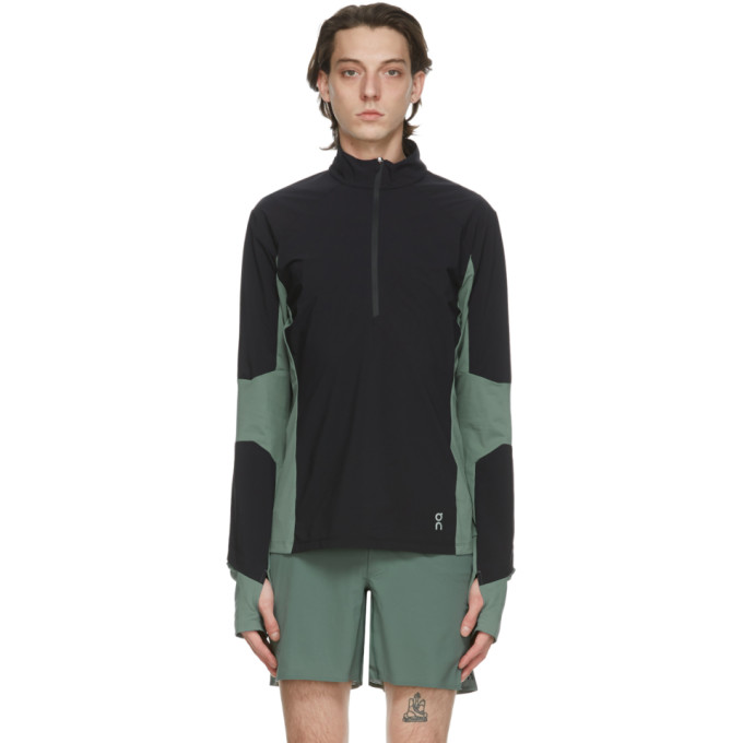 On Black and Green Trail Breaker Half-Zip Sweater