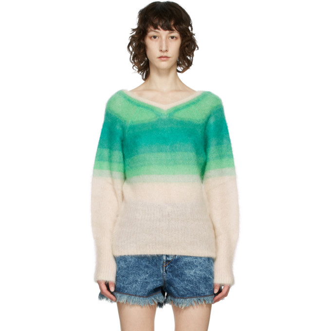 Isabel Marant Etoile Green Ombre Delphi V-Neck Sweater