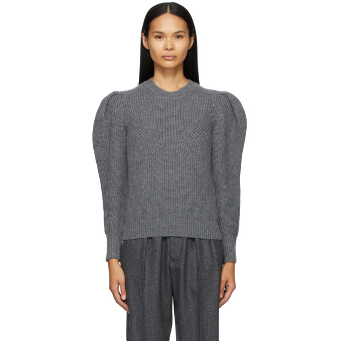 Isabel Marant Grey Wool and Cashmere Robin Puff Sleeve Sweater