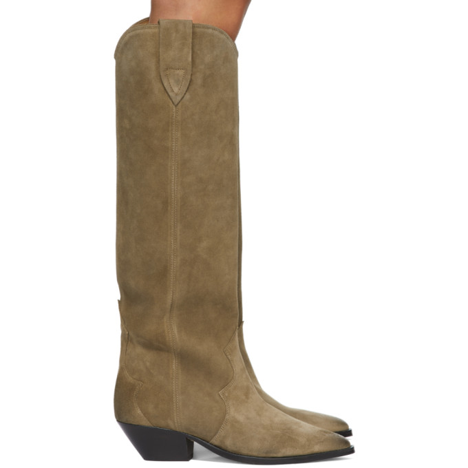 Isabel Marant Taupe Suede Denvee Tall Boots