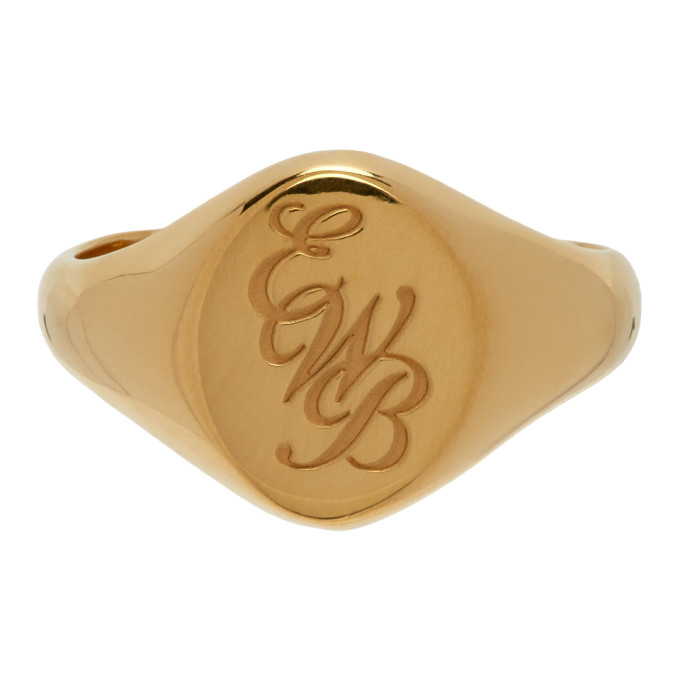 Ernest W. Baker Gold EWB Signet Ring