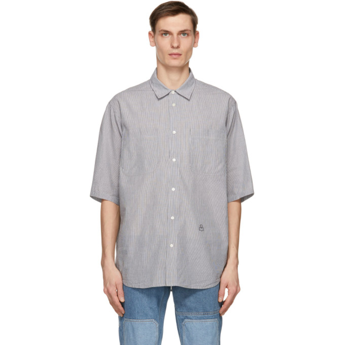 Isabel Marant Grey Striped Jarlow Short Sleeve Shirt