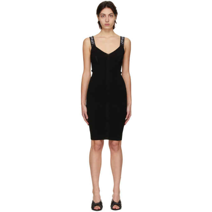 Click to view more detailed imagery on our partner's website Off-white Knitted Midi Dress W/ Logo Straps In Black