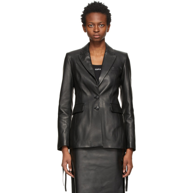 Off-White Black Leather Blazer