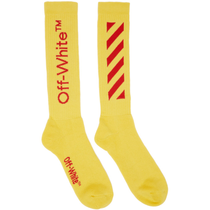 Off-white Yellow & Red Diag Socks In Maize Samba