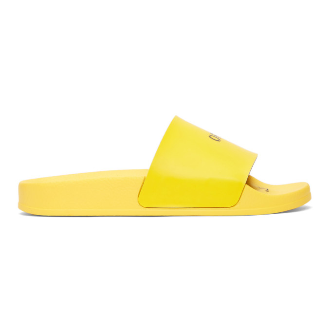 OFF-WHITE YELLOW LOGO POOL SLIDES