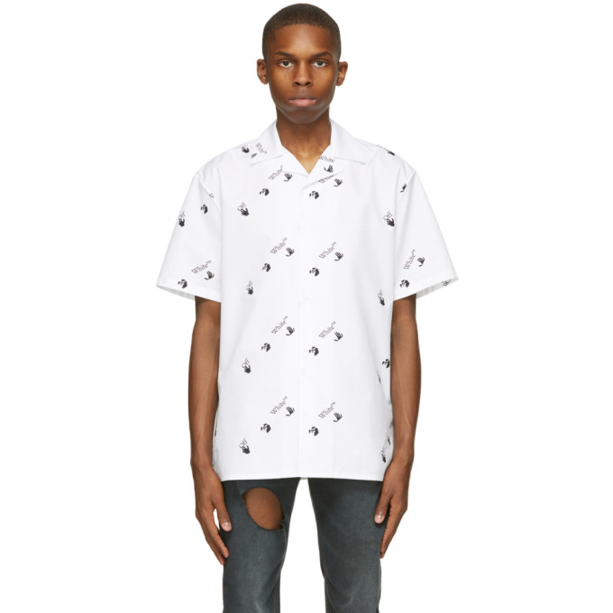 Off-White White All Over Logo Holiday Short Sleeve Shirt