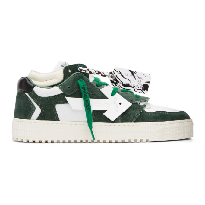 OFF-WHITE WHITE & GREEN FLOATING ARROW SNEAKERS