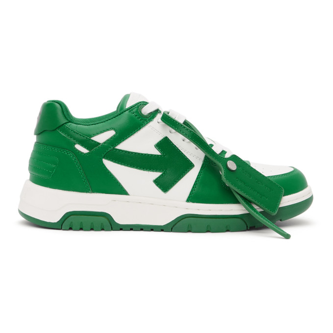 Off-White Green and White Out Of Office Sneakers - OMIA189S21LEA0010155