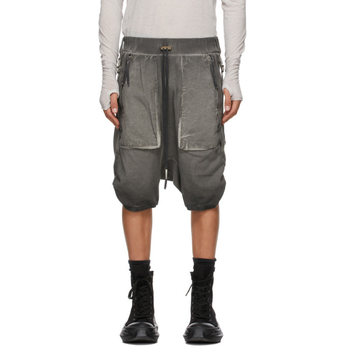 Boris Bidjan Saberi Grey Resin-Dyed Shorts