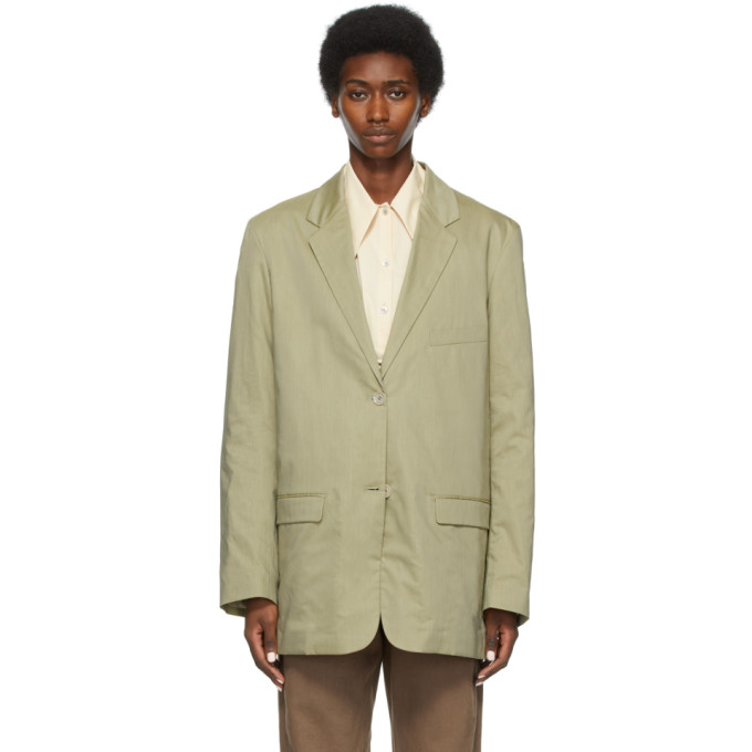 Lemaire Green Long Blazer In 602 Dusty Sage