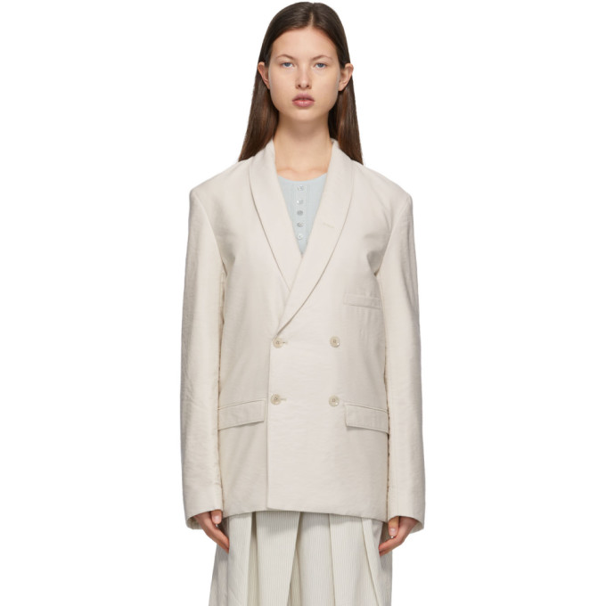 Lemaire Beige Belted Double-Breasted Blazer