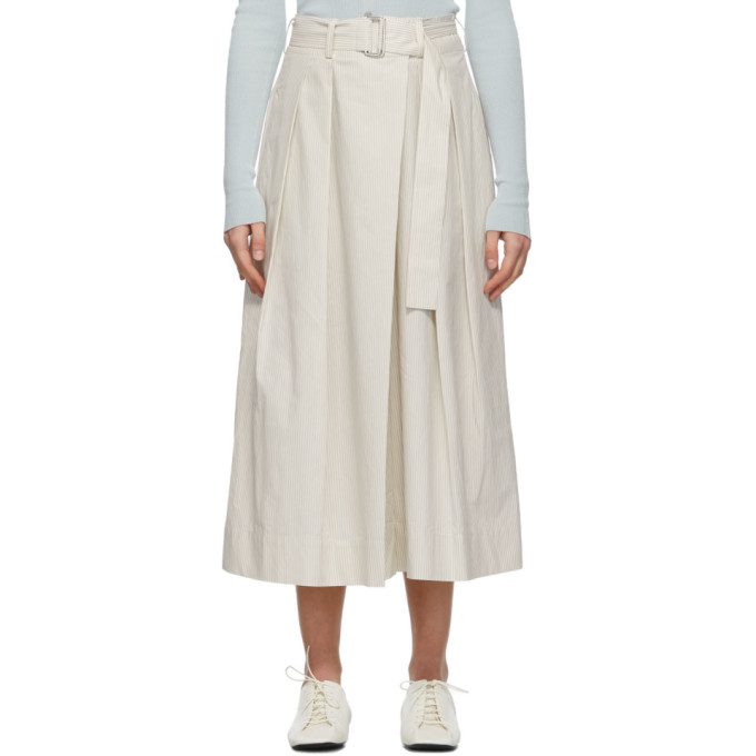 Lemaire White and Grey Asymmetrical Bermuda Shorts