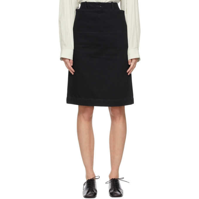 Lemaire Black Denim Straight Miniskirt