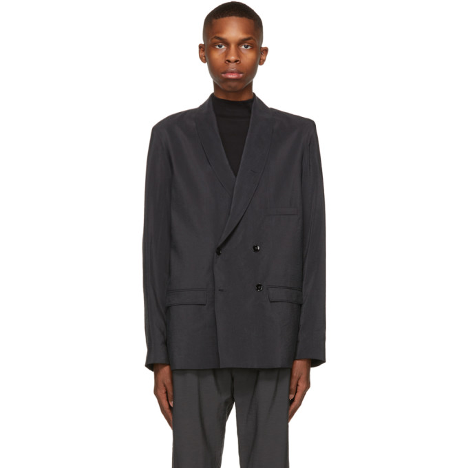 Lemaire Grey Belted Double-Breasted Blazer