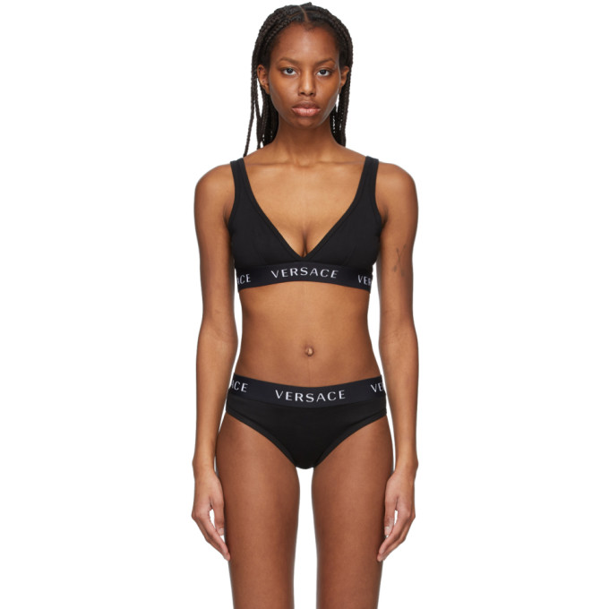 VERSACE BLACK LOGO BRALETTE