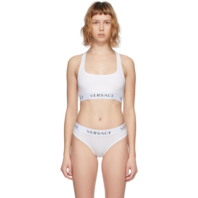 Versace Underwear White Logo Sports Bra