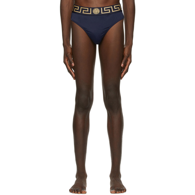 Versace Underwear Navy Greca Border Swim Briefs
