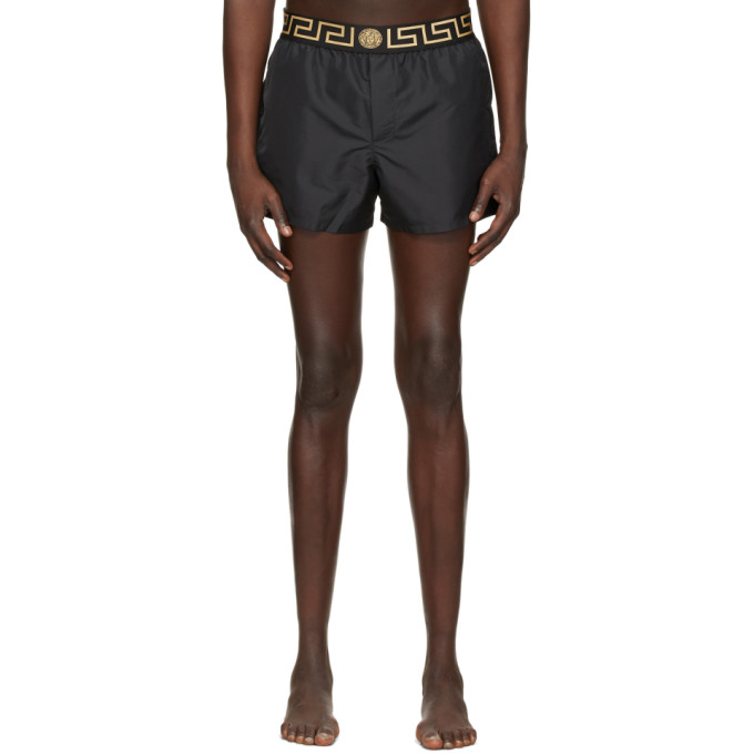 Versace Underwear Black Short Greca Border Swim Shorts
