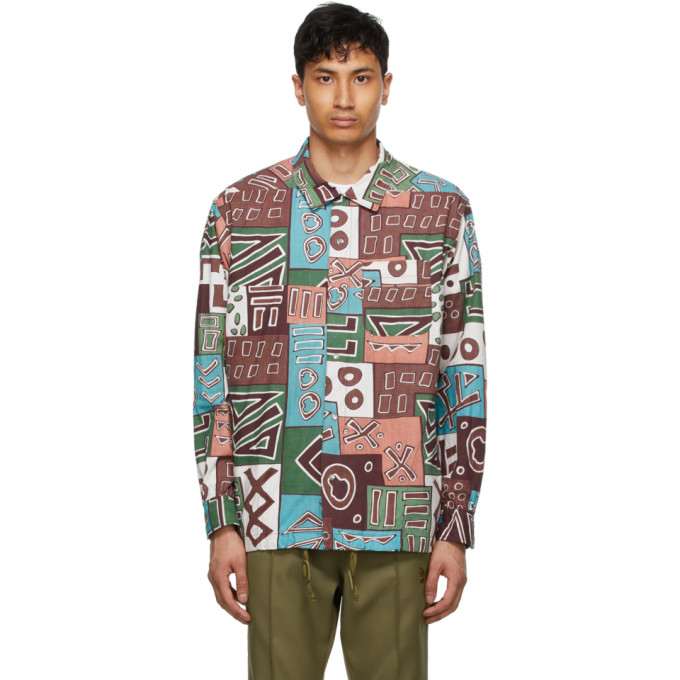 Aïe Multicolor Art Block Coach Shirt Jacket In Yf003 Brnbl