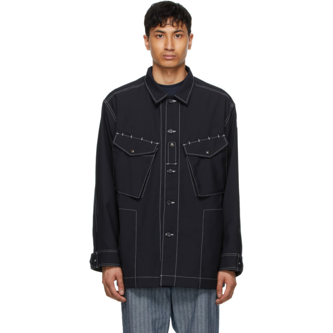 Aïe Navy Canvas Shirt Jacket In Ct162 Dknvy