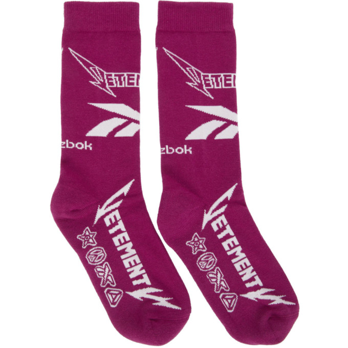 VETEMENTS Pink Reebok Edition Metal Logo Socks