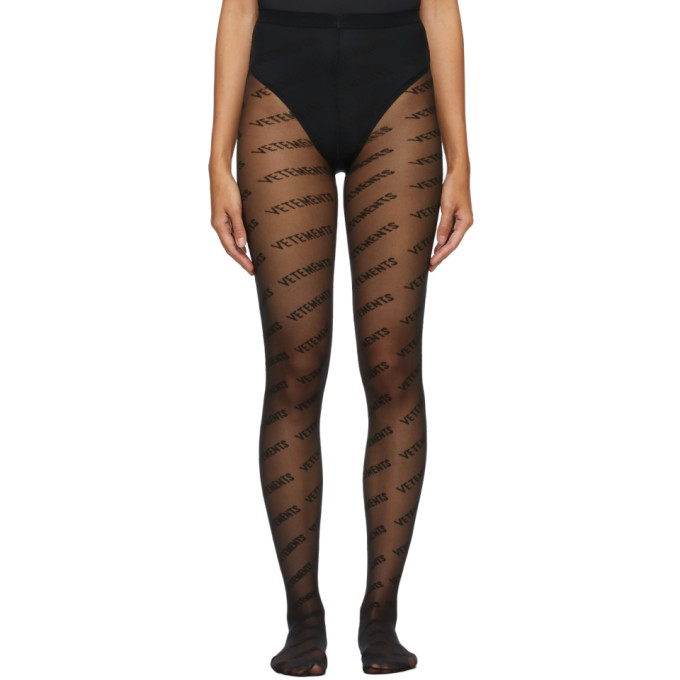 VETEMENTS Black Wolford Edition Logo Tights