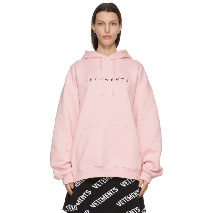 VETEMENTS Pink Friendly Logo Hoodie