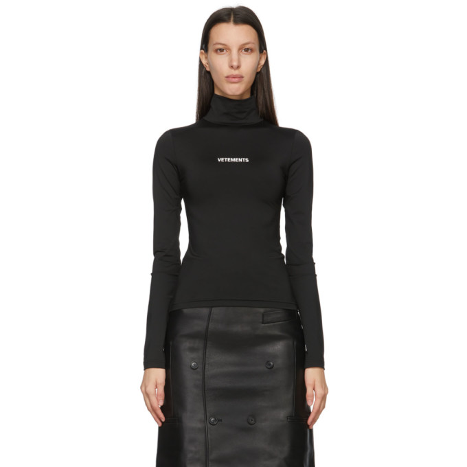 VETEMENTS Black Logo Fitted Turtleneck