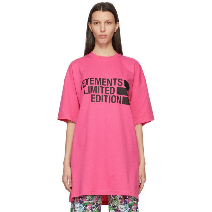 VETEMENTS Pink Limited Edition Big Logo T-Shirt