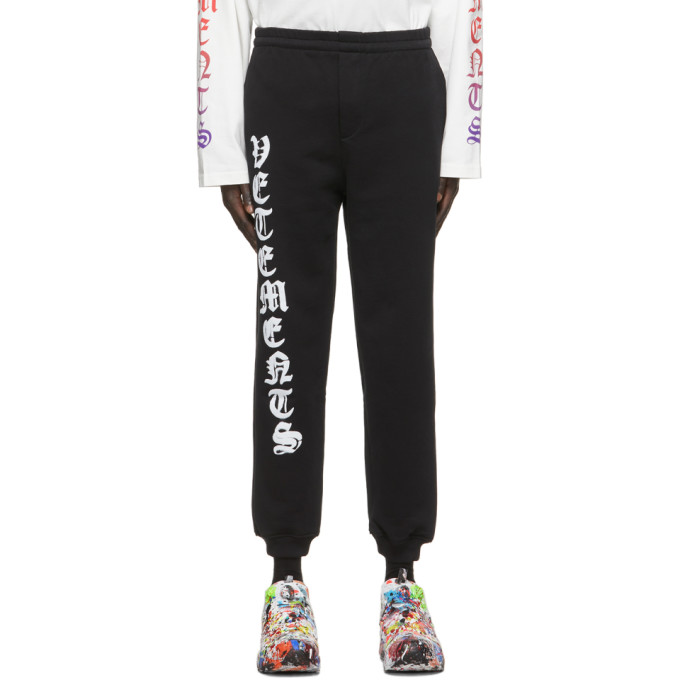 VETEMENTS Black Anarchy Gothic Logo Lounge Pants