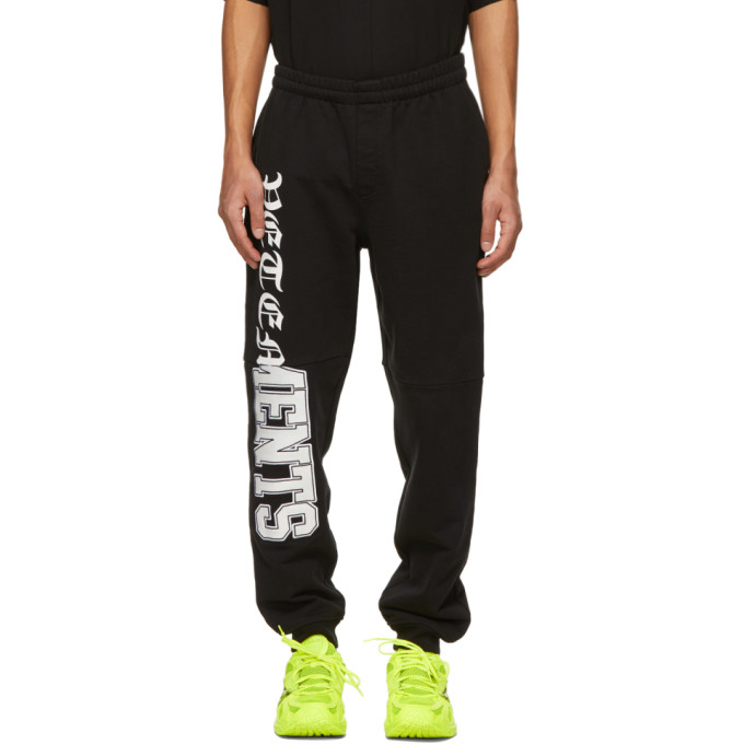 VETEMENTS Black Horizontal Cut-Up Logo Sweatpants