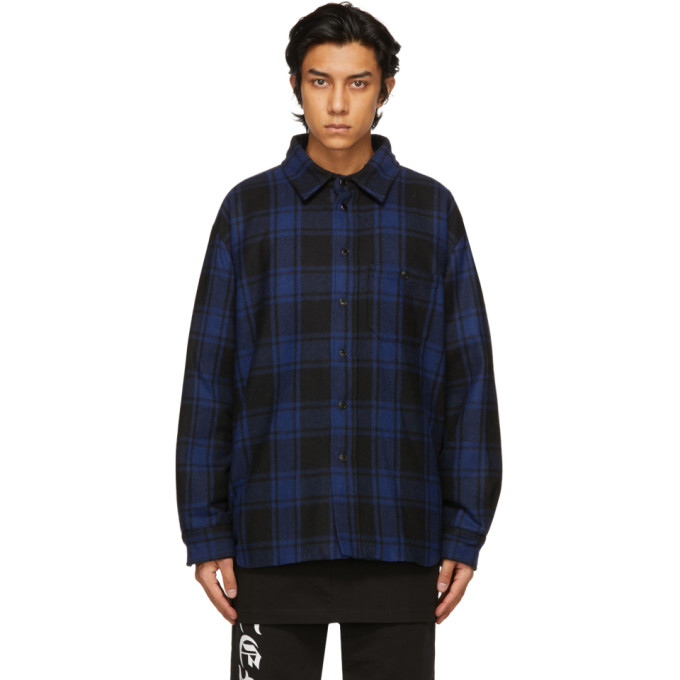 VETEMENTS Blue Flannel Padded Shirt