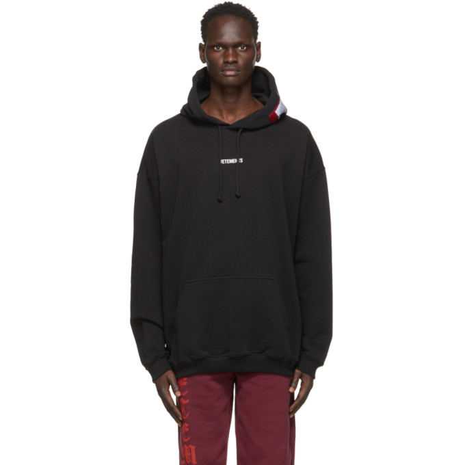 Vetements Inside-Out Logo Oversize Hoodie - Black