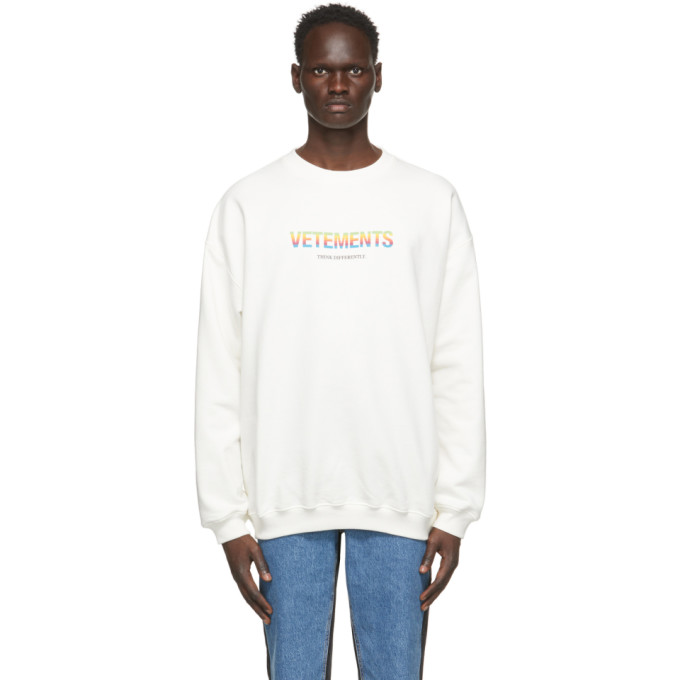 VETEMENTS White Think Differently Sweatshirt