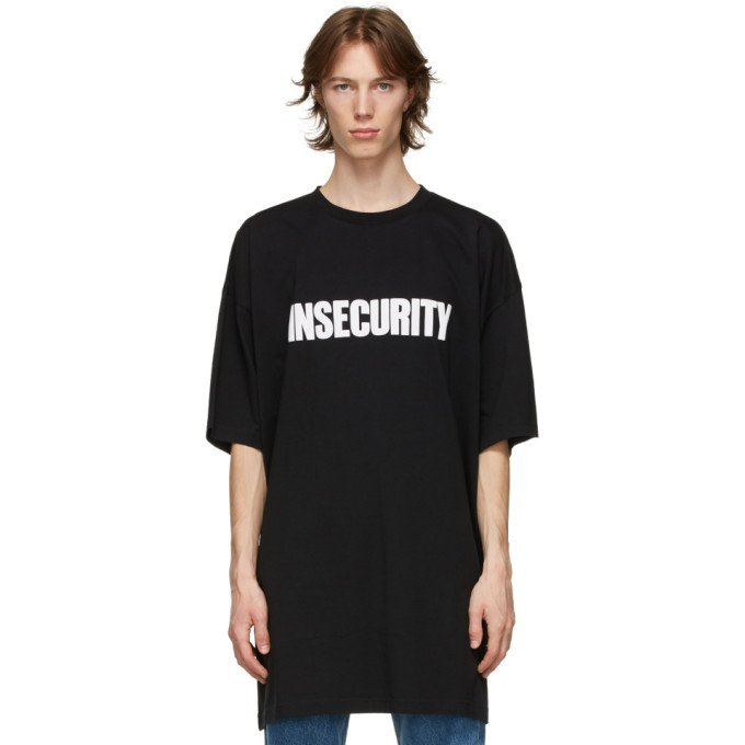 VETEMENTS Black Oversized Insecurity T-Shirt