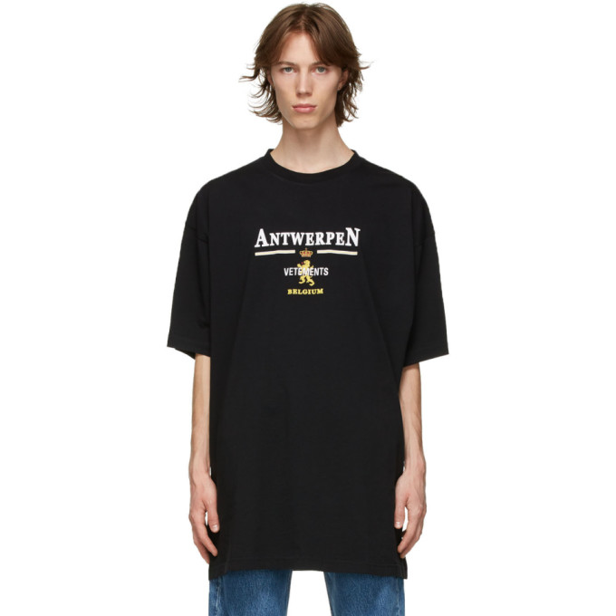 VETEMENTS Black Oversized Antwerpen T-Shirt