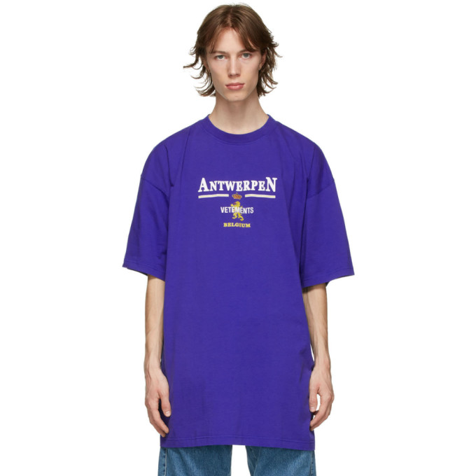 VETEMENTS Blue Oversized Antwerpen T-Shirt