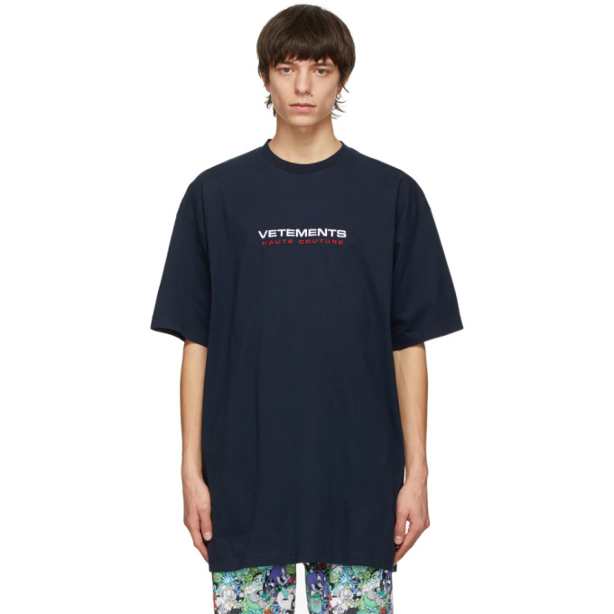 VETEMENTS Navy Logo Haute Couture T-Shirt