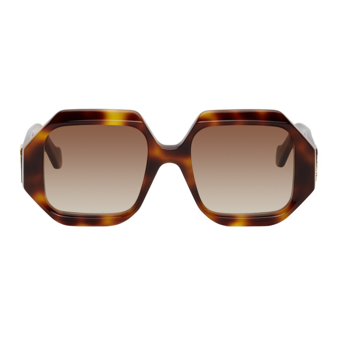 Loewe Tortoiseshell Rectangular Chunky Sunglasses