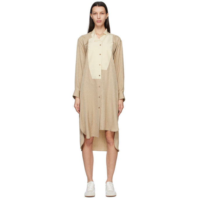 LOEWE BEIGE ANAGRAM SHIRT DRESS