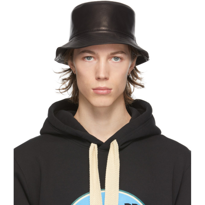 Loewe Black Leather Fisherman Bucket Hat