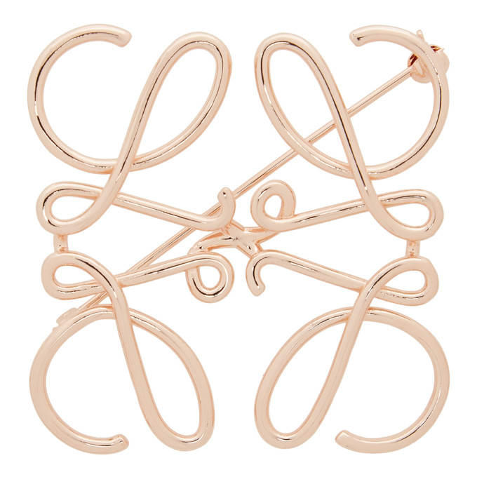 Loewe Rose Gold Anagram Brooch