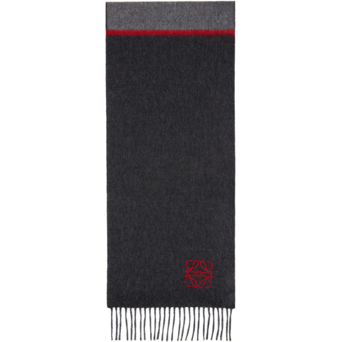 Loewe Grey and Red Window Anagram Scarf