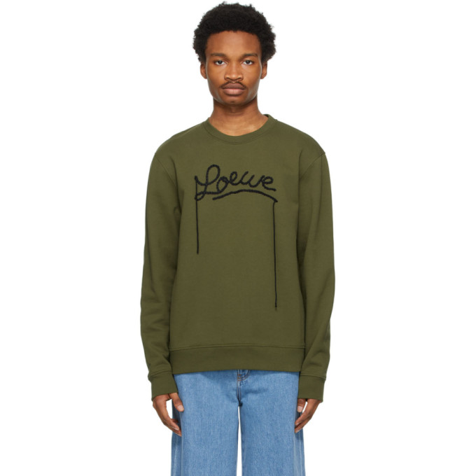 Loewe Khaki Embroidered Logo Sweatshirt